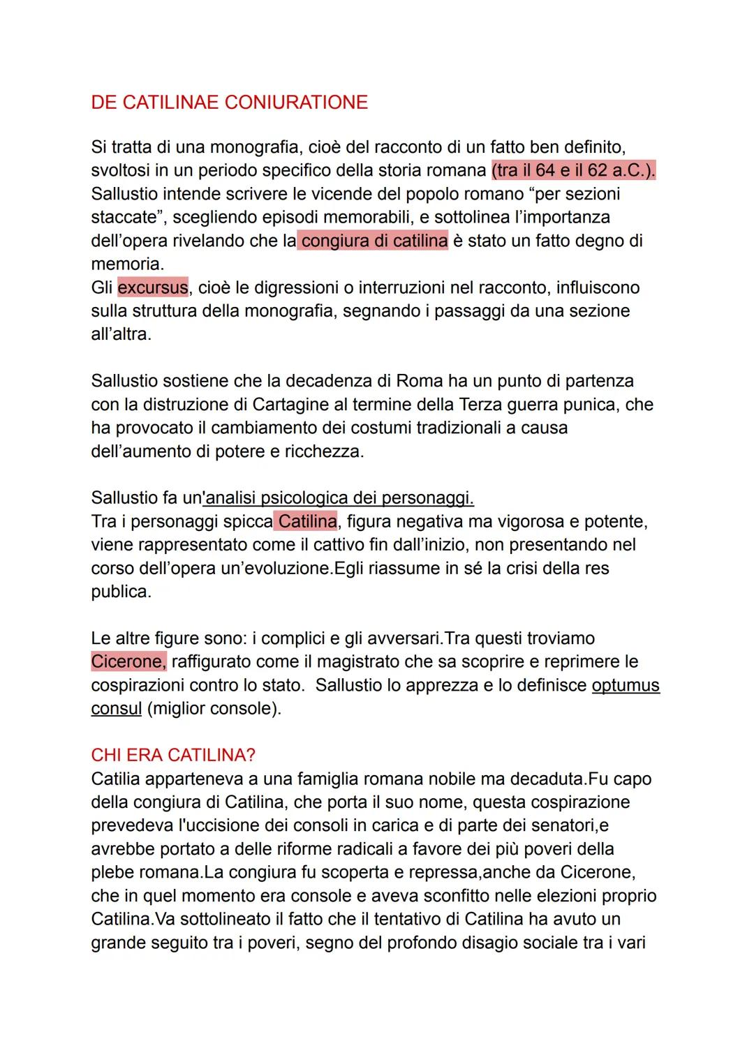 SALLUSTIO
Sallustio è il più grande storico latino e ritiene che la storiografia sia la
più nobile attività a cui un cittadino possa dedicar