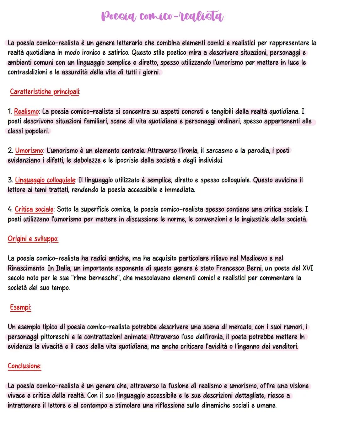 # Poesia comico-realista
La poesia comico-realista è un genere letterario che combina elementi comici e realistici per rappresentare la
rea