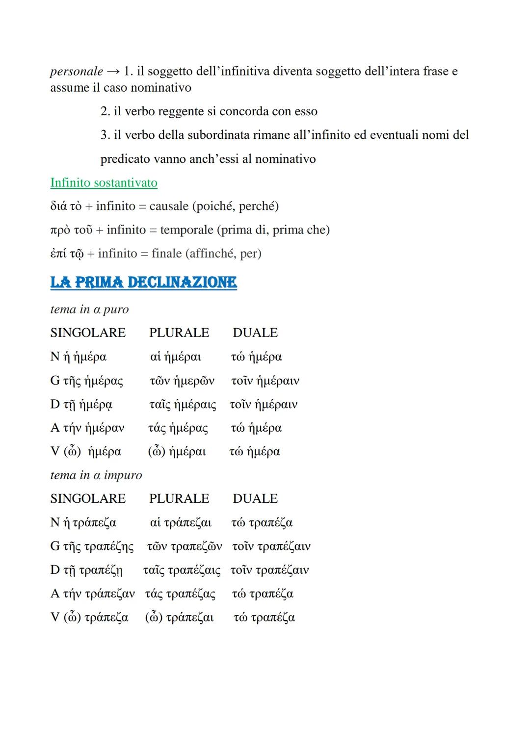 Crammatica greca
I COMPLEMENTI
stato in luogo → v + dativo / dativo semplice
▪ sopra → Eлí genitivo o dativo
presso→ · παρά + dativo
sotto →