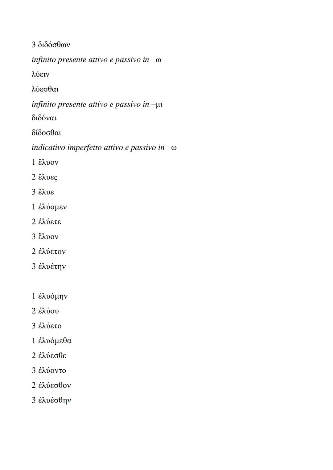 Crammatica greca
I COMPLEMENTI
stato in luogo → v + dativo / dativo semplice
▪ sopra → Eлí genitivo o dativo
presso→ · παρά + dativo
sotto →