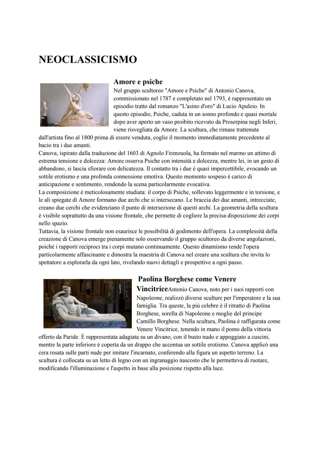 NEOCLASSICISMO
Amore e psiche
Nel gruppo scultoreo "Amore e Psiche" di Antonio Canova,
commissionato nel 1787 e completato nel 1793, è rappr