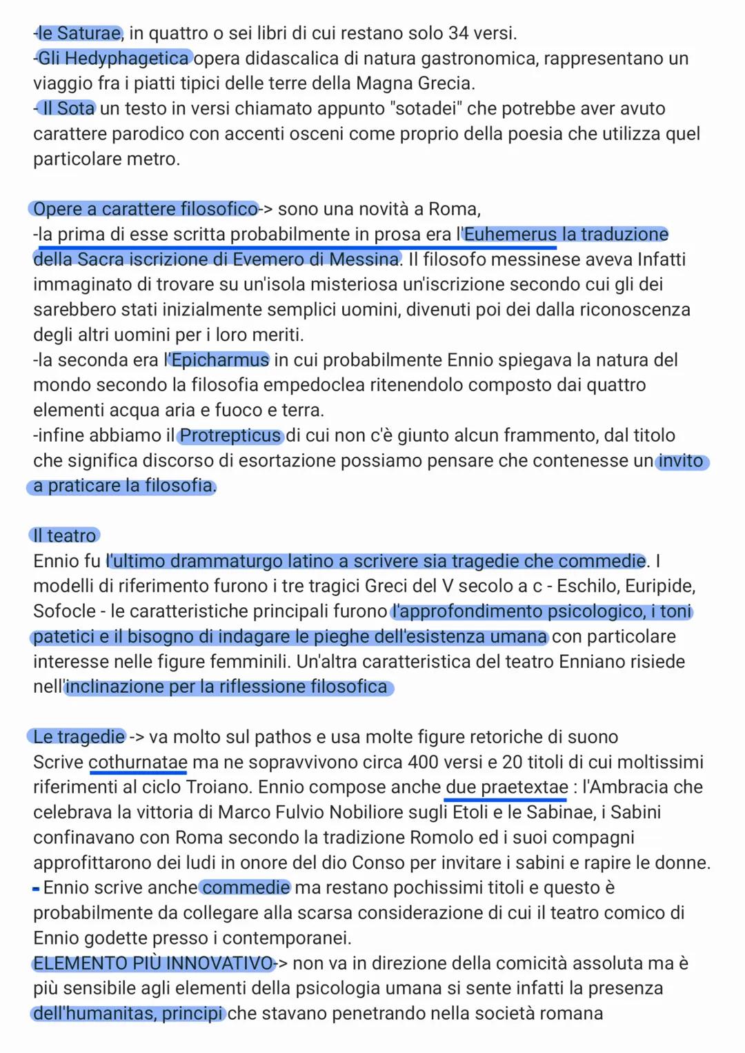 Quinto Ennio
"
Con Ennio siamo nella seconda metà del III secolo a.C, è più giovane di Livio e
Nevio però anche lui prende parte allo scontr