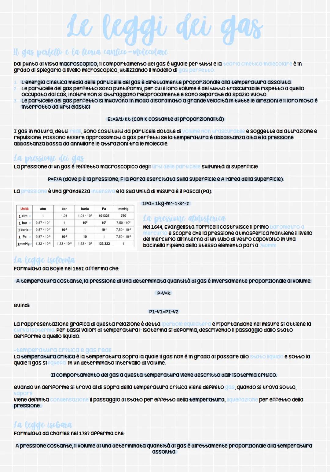 Le leggi dei gas
Il gas perfetto e la teoria cantico-molecolare
Dal punto di vista macroscopico, il comportamento dei gas è uguale per tutti