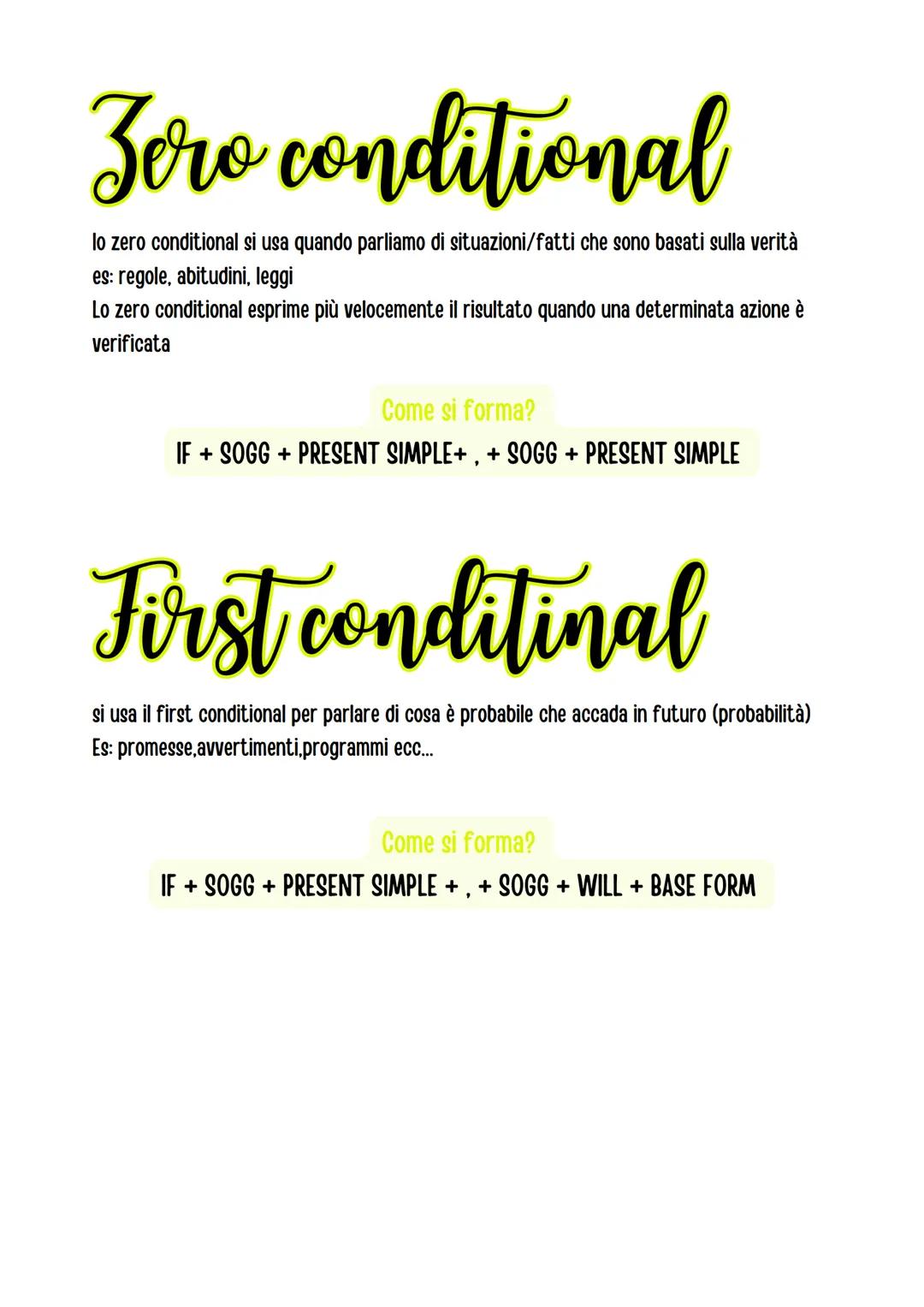 # Zero conditional
lo zero conditional si usa quando parliamo di situazioni/fatti che sono basati sulla verità
es: regole, abitudini, leggi