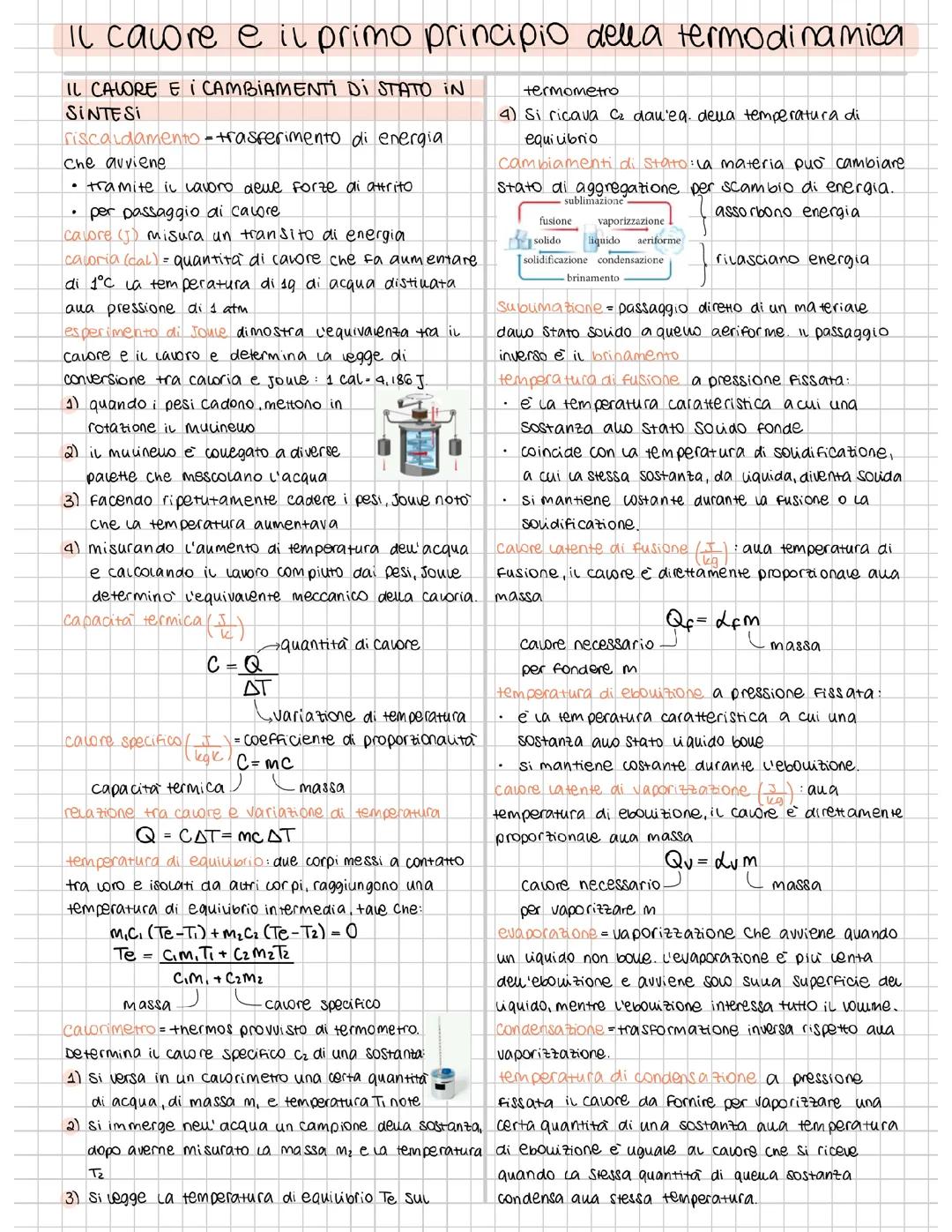 Il calore e il primo principio della termodinamica