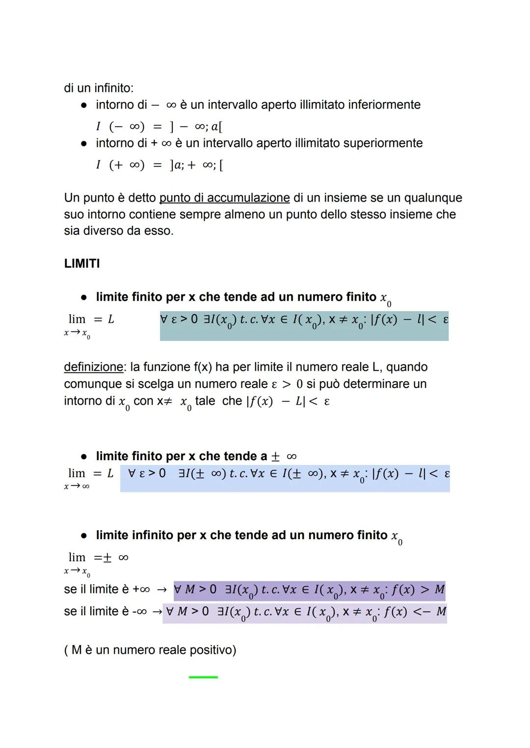intervallo = sottoinsieme di numeri reali che corrisponde ad una
semiretta (intervallo illimitato) o ad un segmento (intervallo limitato)
in