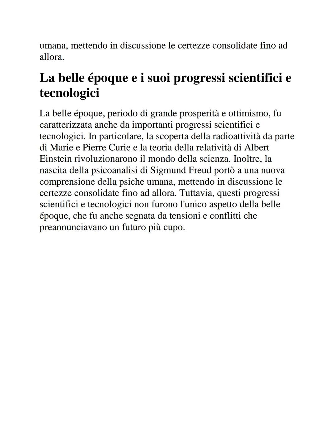 # La Belle Époque: Un'età di
progresso
La belle époque
La belle époque è un periodo storico che va dalla fine
dell'Ottocento ai primi anni