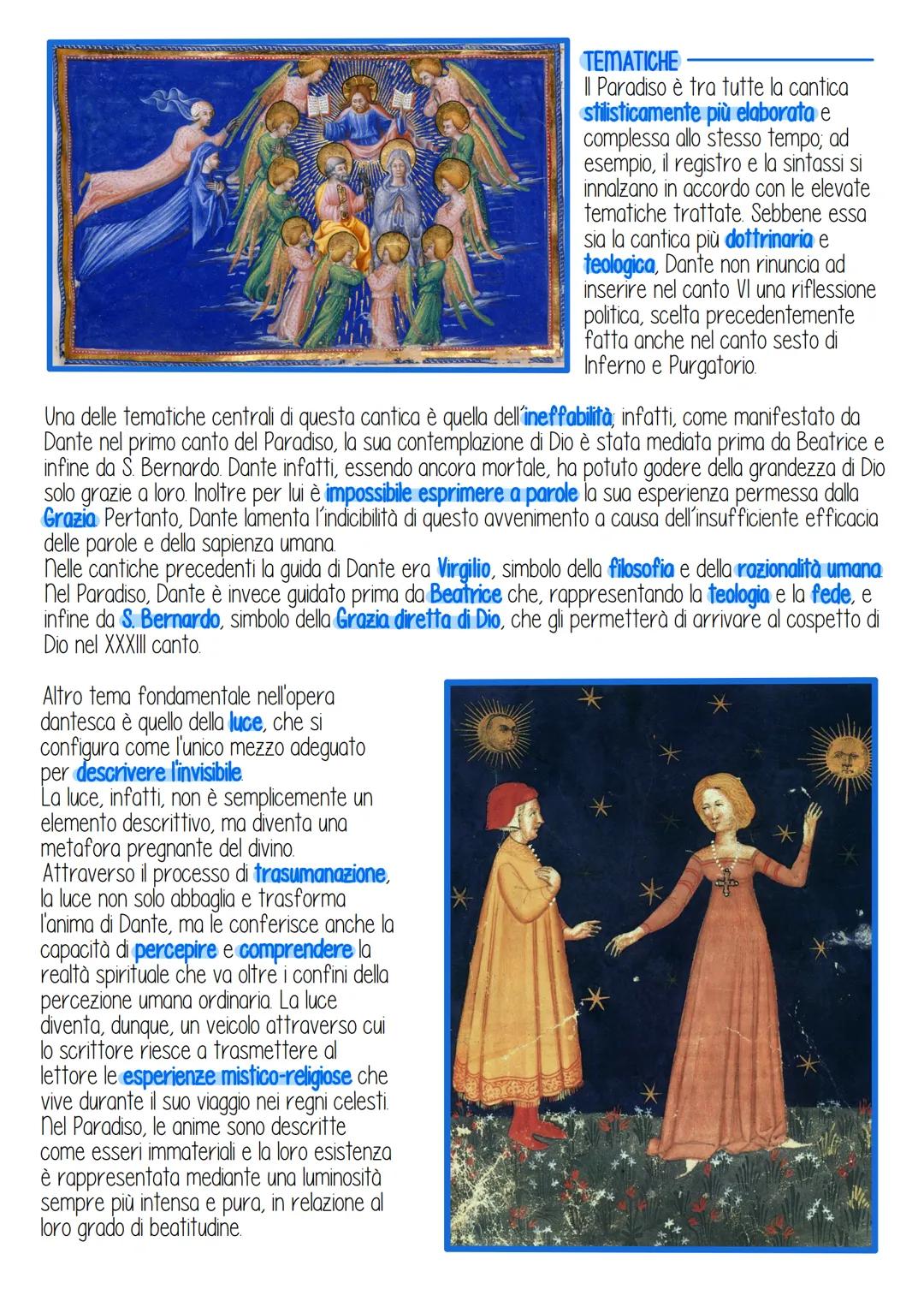 # Paradiso
STRUTTURA
Secondo la concezione dantesca il mondo terreno è
separato da quello celeste dalla sfera del fuoco che
costituisce il