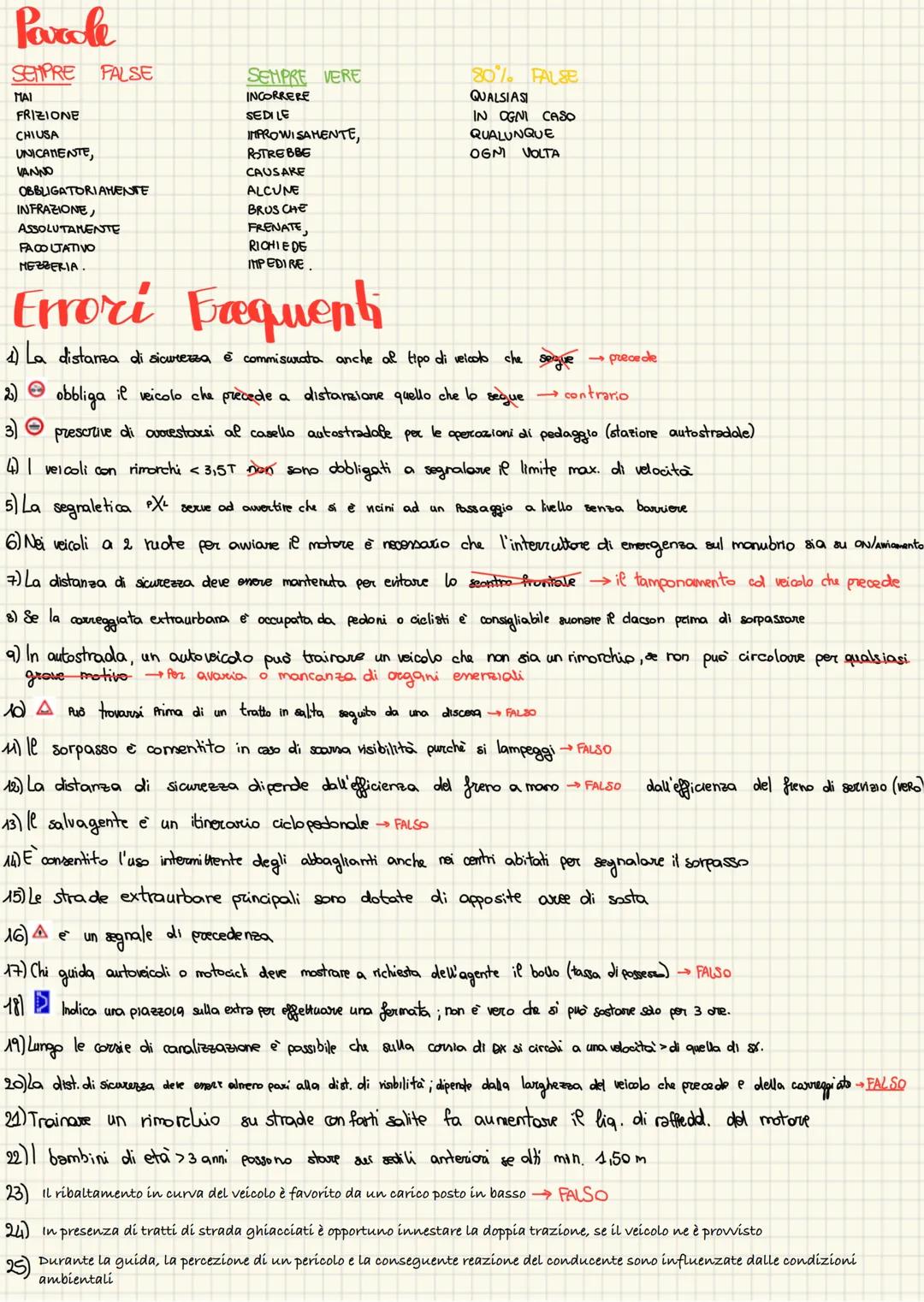 Teoria patente B: Trucchi ed errori frequenti