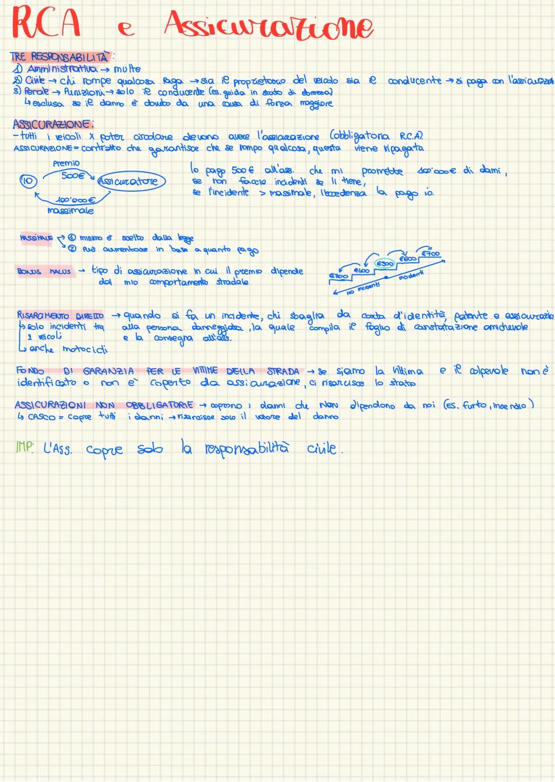 RCA
TRE RESPONSABILITA
e Assicuratione
Amministrativa → multe
2) Civile chi rompe qualcosa Paga → sia il proprietorio del verado sia e condu