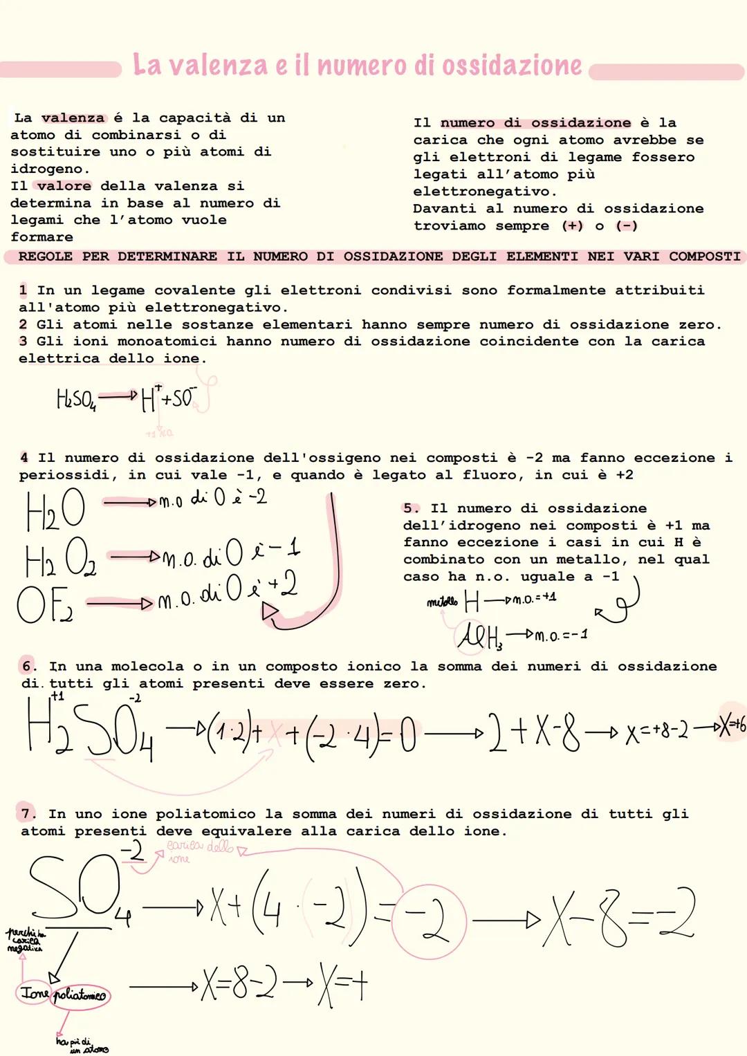 La valenza e il numero di ossidazione
La valenza é la capacità di un
atomo di combinarsi o di
sostituire uno o più atomi di
idrogeno.
Il val
