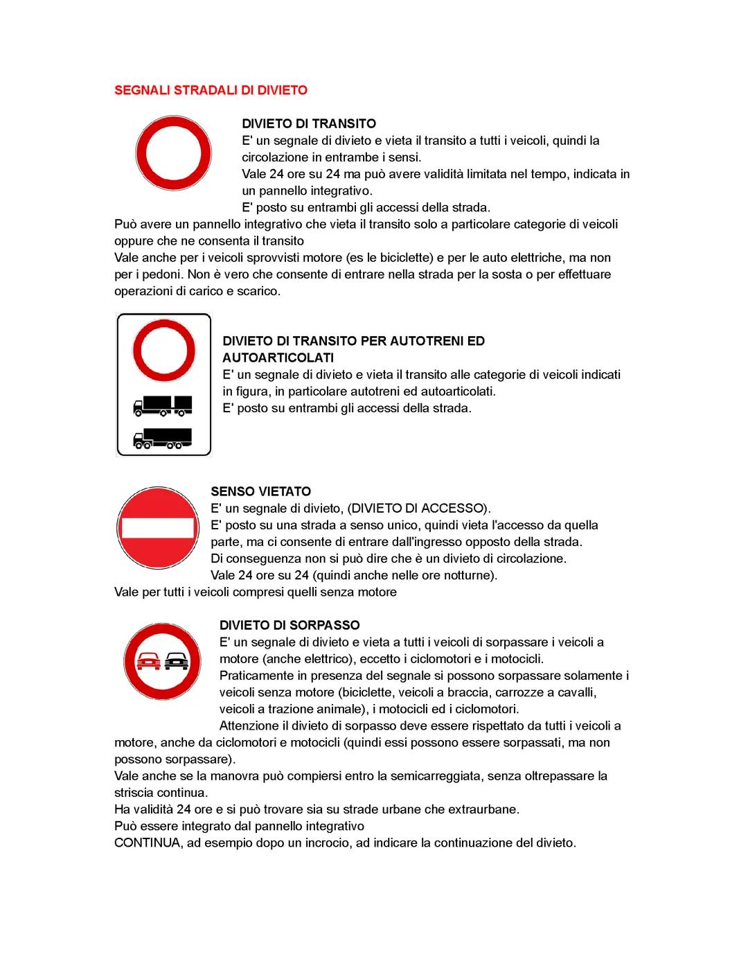 Segnali stradali di divieto