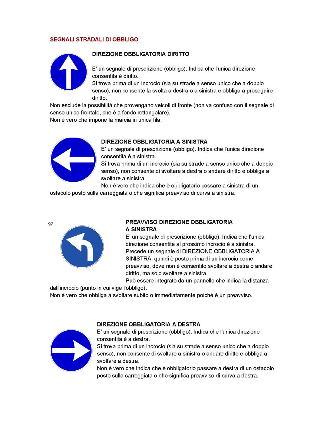 Patente. Segnali stradali di obbligo