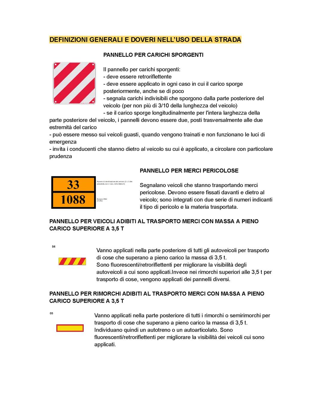 Teoria patente. Definizioni generali e i segnali di pericolo.