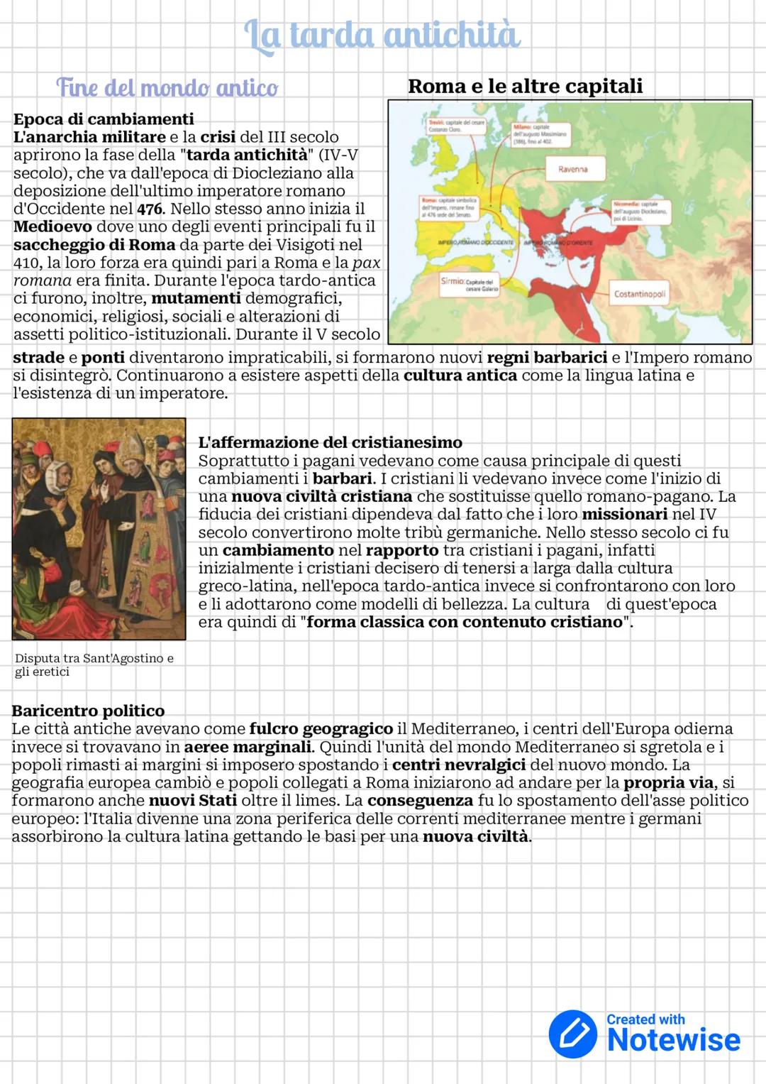 la tarda antichità
Fine del mondo antico
Epoca di cambiamenti
L'anarchia militare e la crisi del III secolo
aprirono la fase della "tarda an