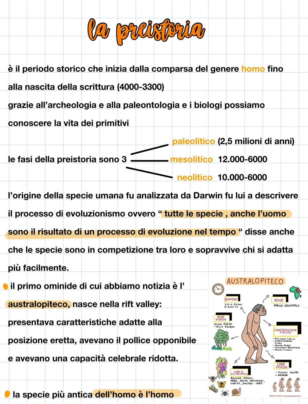 # la preistoria
è il periodo storico che inizia dalla comparsa del genere homo fino
alla nascita della scrittura (4000-3300)
grazie all'arc