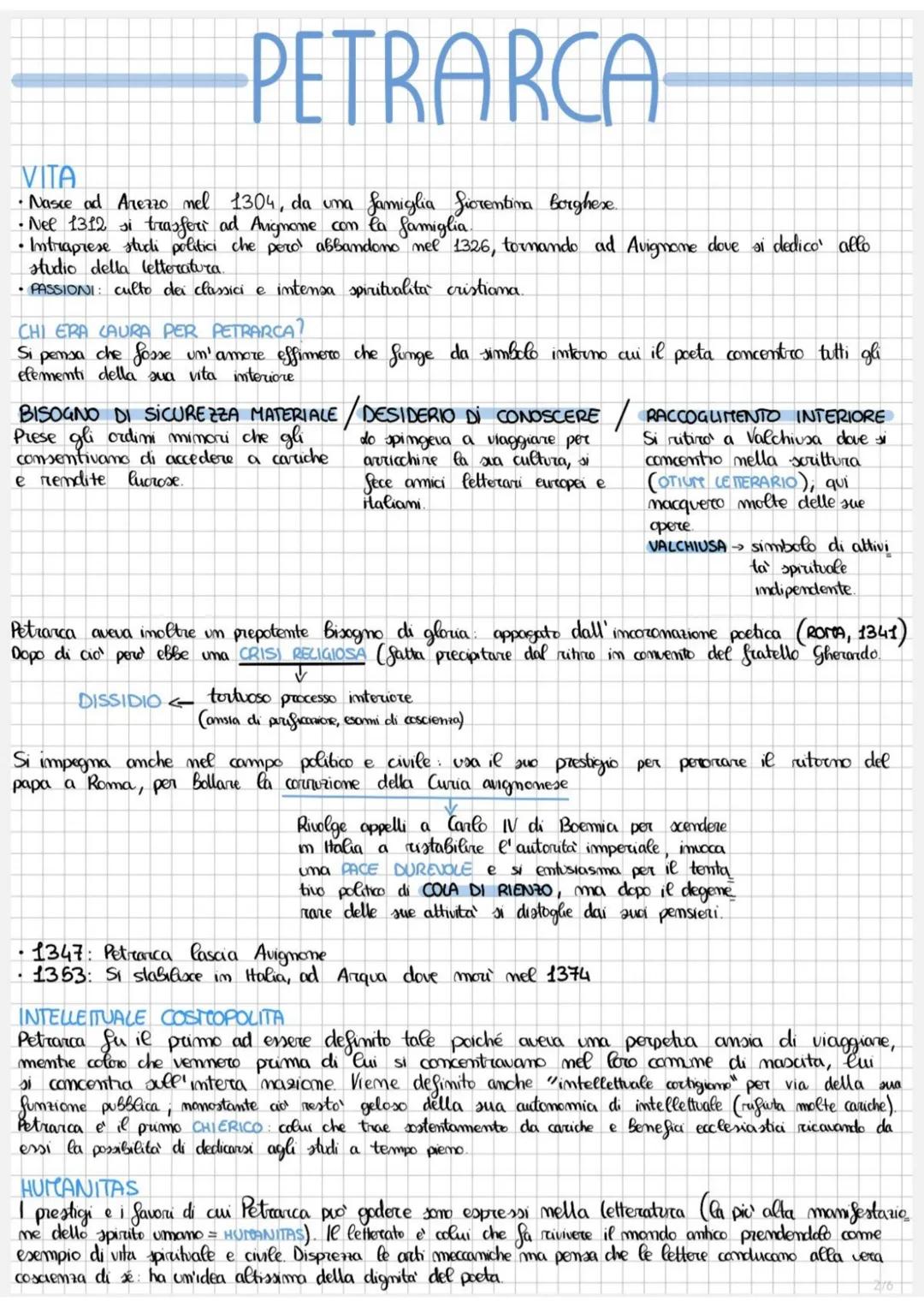 # PETRARCA
## VITA
* Nasce ad Arezzo nel 1304, da una famiglia fiorentina Borghese.
* Nel 1312 si trasferi ad Augnone con la famiglia.
