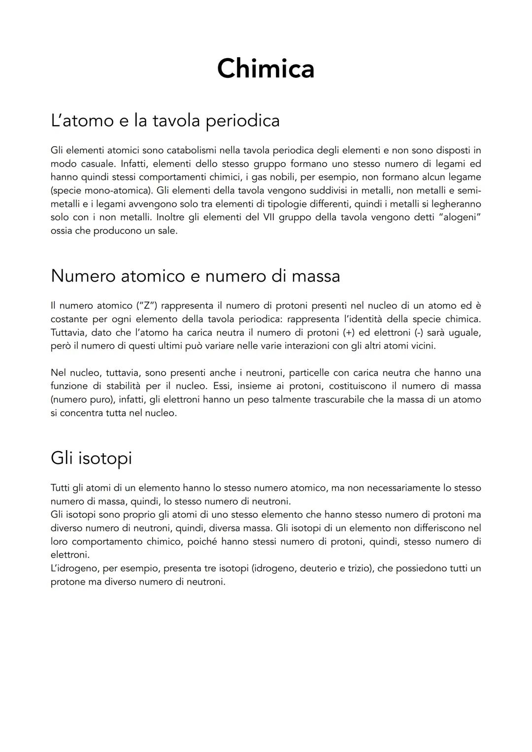 # Chimica
L'atomo e la tavola periodica
Gli elementi atomici sono catabolismi nella tavola periodica degli elementi e non sono disposti in