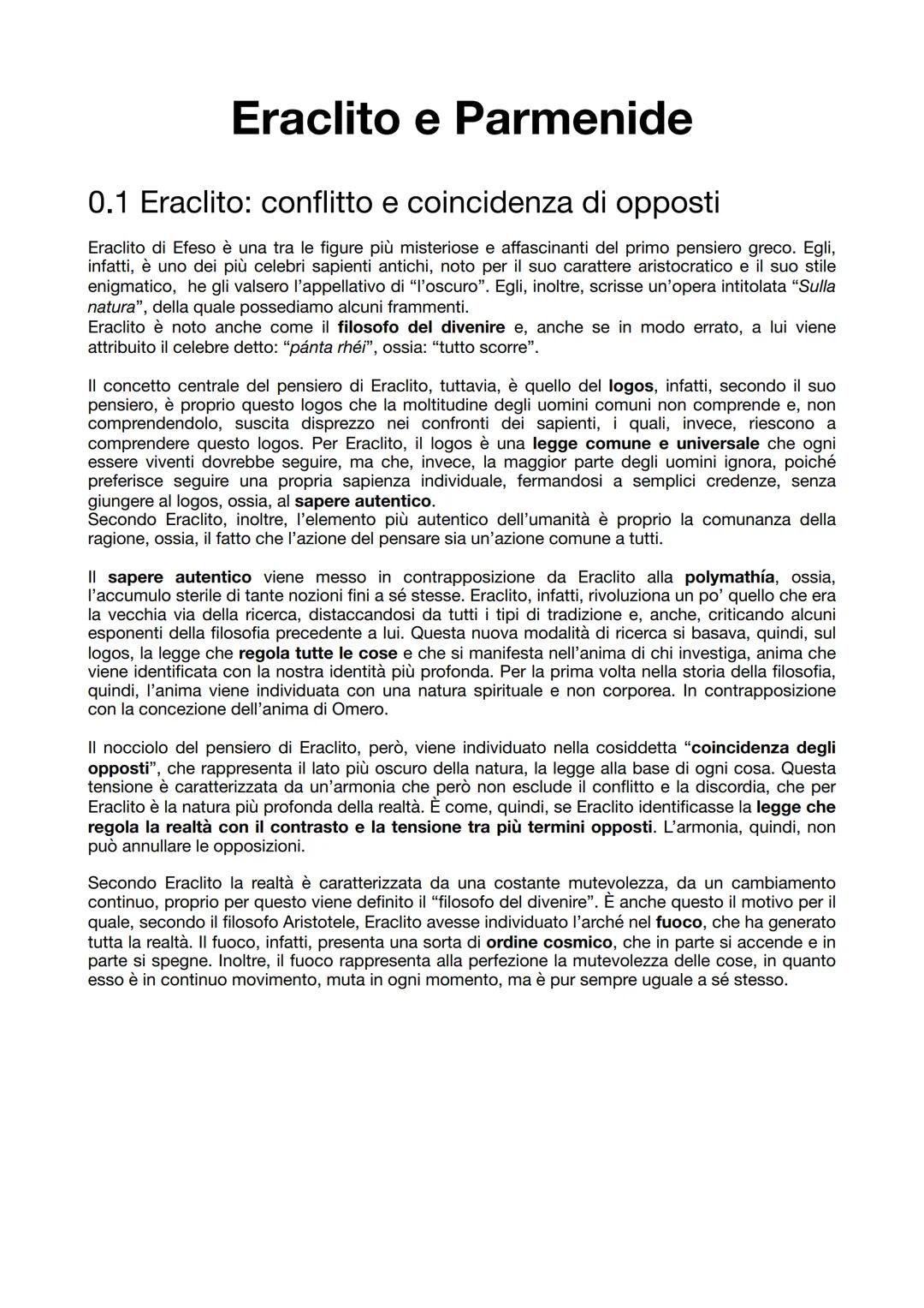 Eraclito e Parmenide