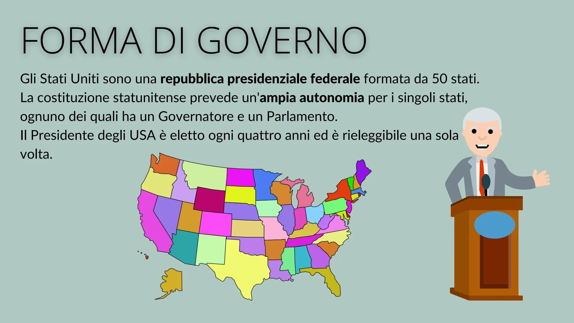 # STATI UNITI
D'AMERICA
United States # TERRITORIO
Gli Stati Uniti, occupano la fascia centrale del Nord America, tra il Canada e il Mess