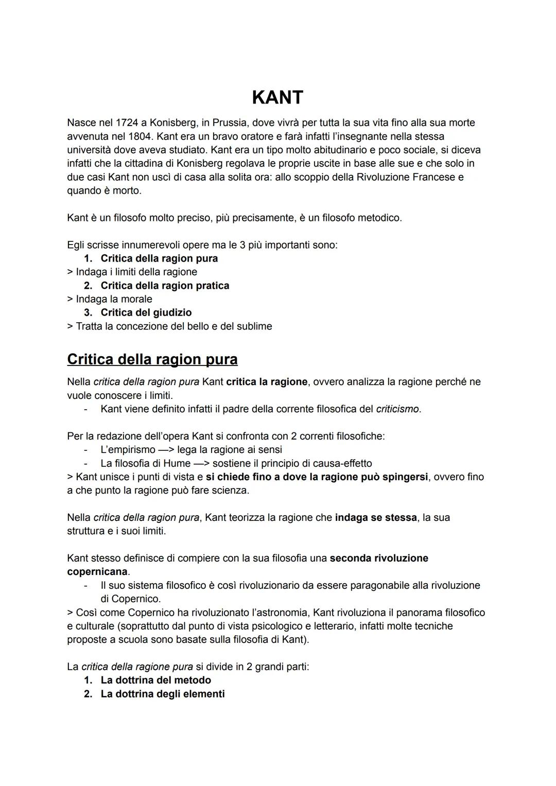 # KANT
Nasce nel 1724 a Konisberg, in Prussia, dove vivrà per tutta la sua vita fino alla sua morte
avvenuta nel 1804. Kant era un bravo or