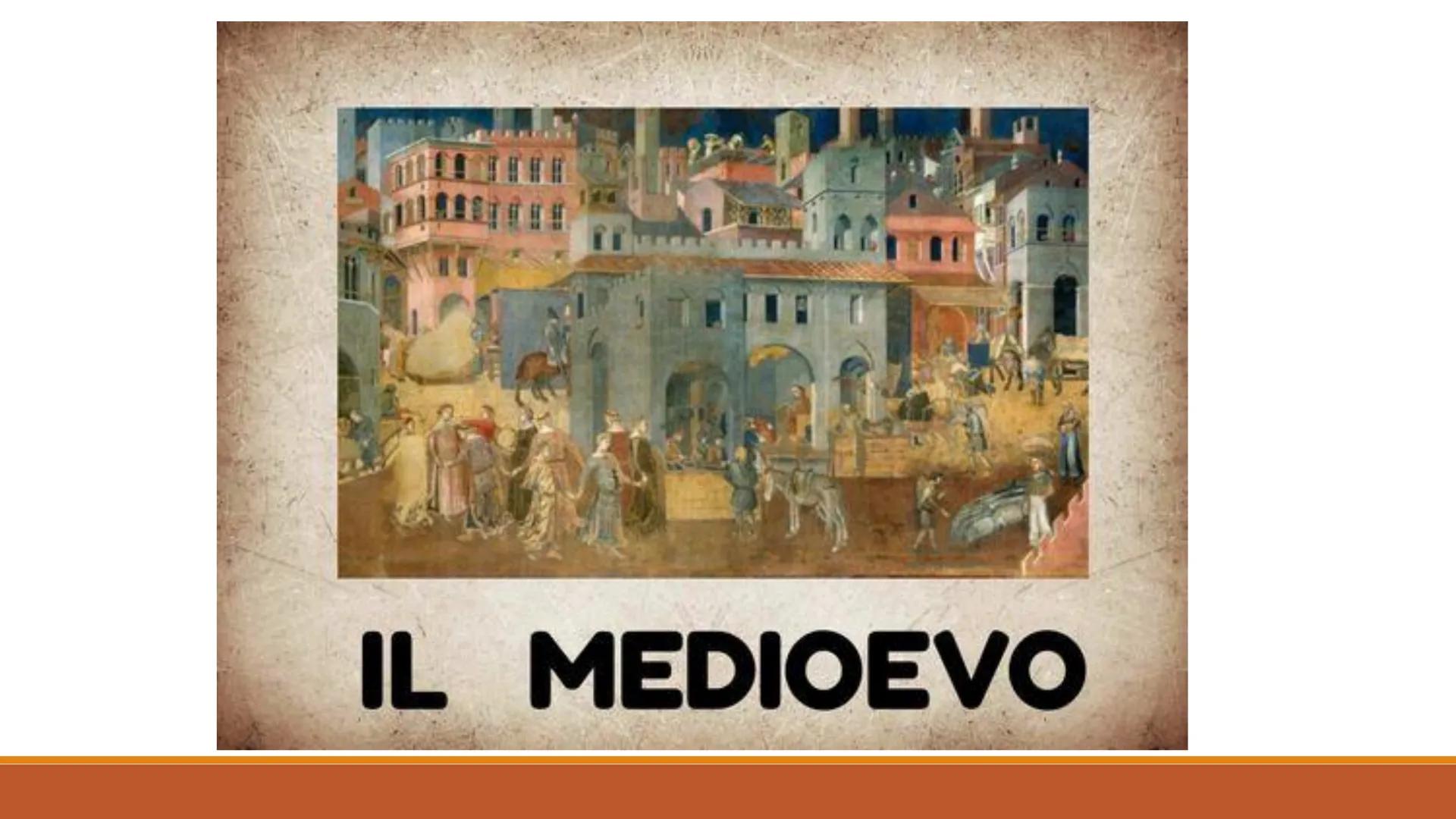 # IL MEDIOEVO # Alto e Basso Medioevo
Medioevo significa «età di mezzo», ed è diviso in due periodi:
- Alto Medioevo (dal 476 al 1000) car