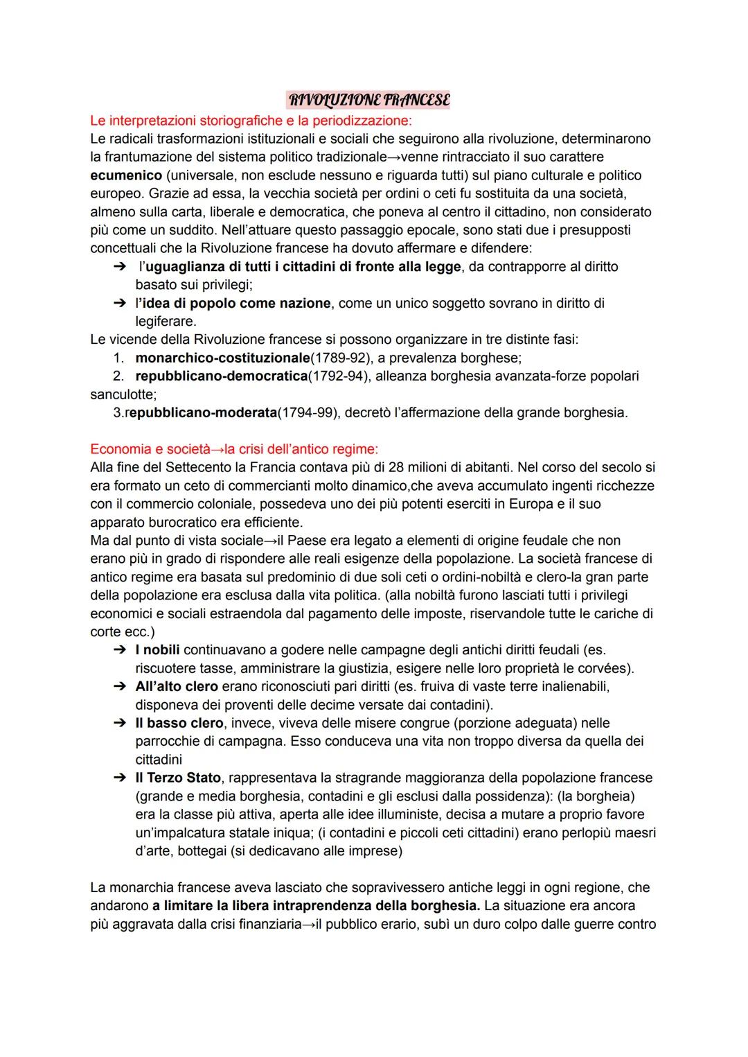 # RIVOLUZIONE PRANCESE
Le interpretazioni storiografiche e la periodizzazione:
Le radicali trasformazioni istituzionali e sociali che segu