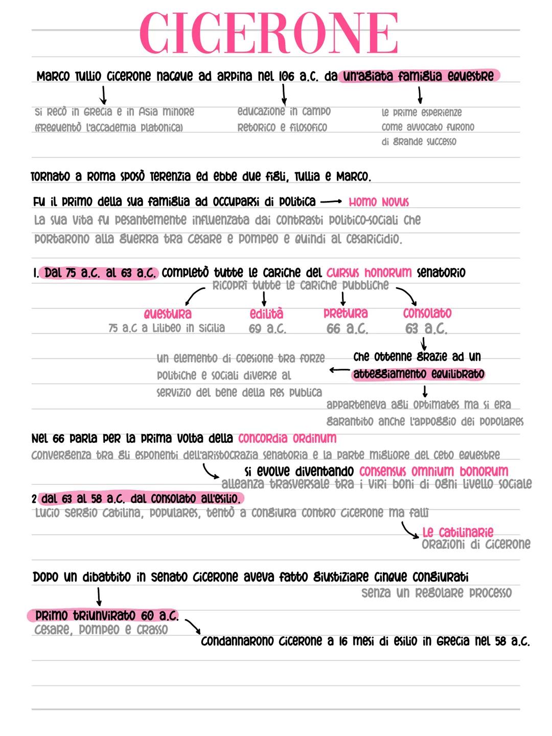 CICERONE
MARCO Tullio Cicerone nacque ad arpina nel 106 a.c. da un'agiata famiglia equestre
↓
Si Reco in Grecia e in Asia minore
(Frequentò