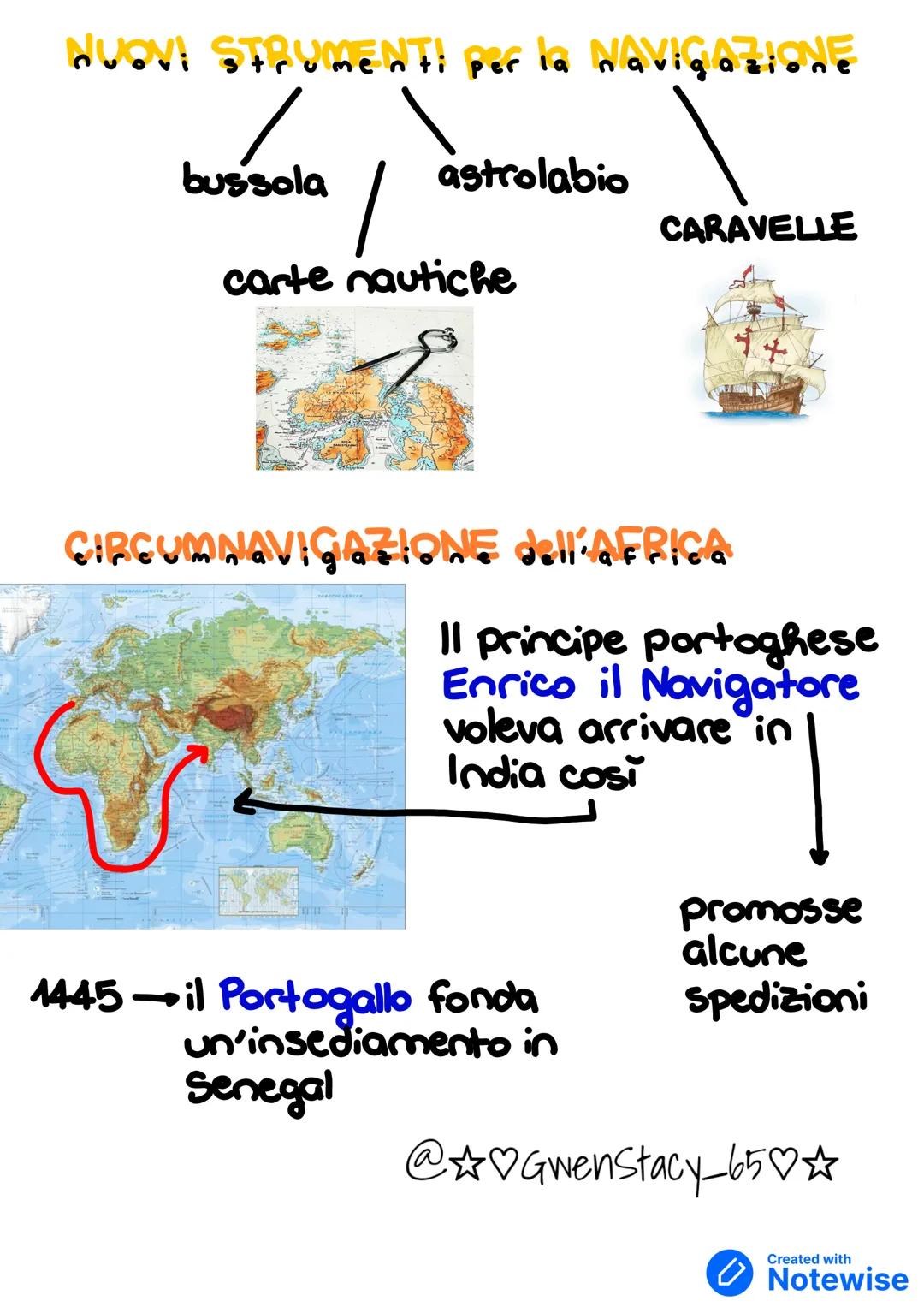 # NUOVI STRUMENTI per la Navigazione
bussola
astrolabio
CARAVELLE
carte nautiche
CIRCUMNAVIGAZIONE dell'AFRICA
Il principe portoghese
En