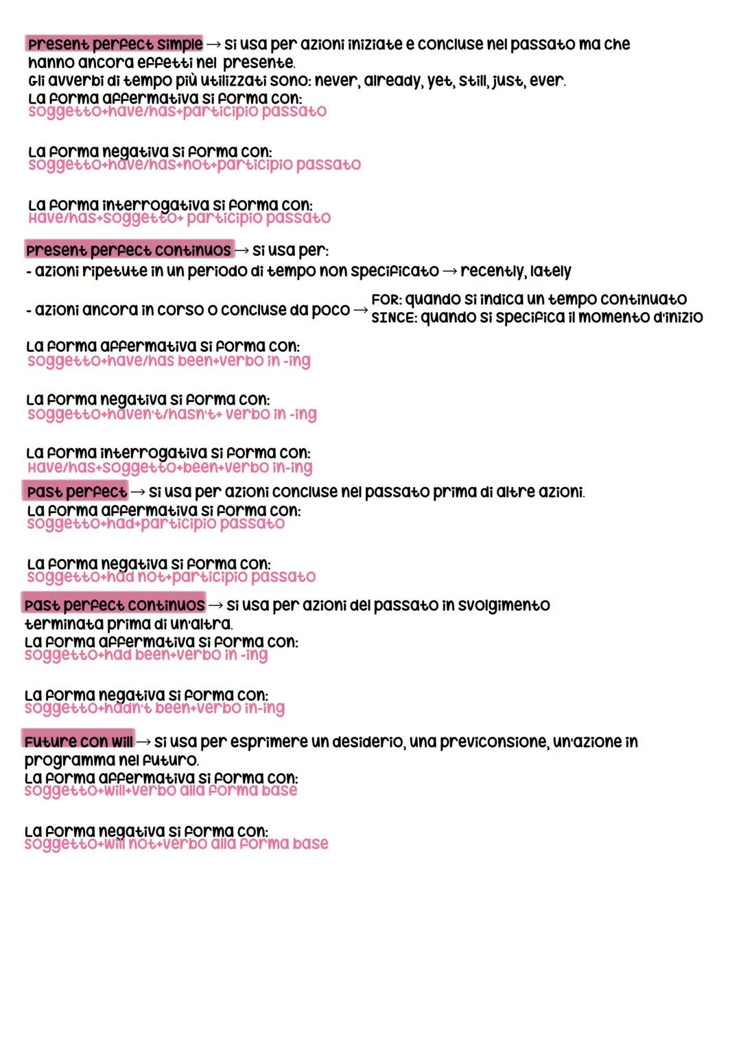 # I verbi in inglese
Present simple → si usa per azioni abituali, dati di fatto. Alla 3ª persona singolare va
aggiunta la -s, mentre se ter