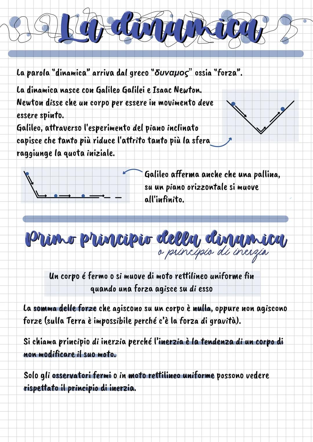I la dinamica
La parola "dinamica” arriva dal greco “duvaμos” ossia “forza".
La dinamica nasce con Galileo Galilei e Isaac Newton.
Newton di