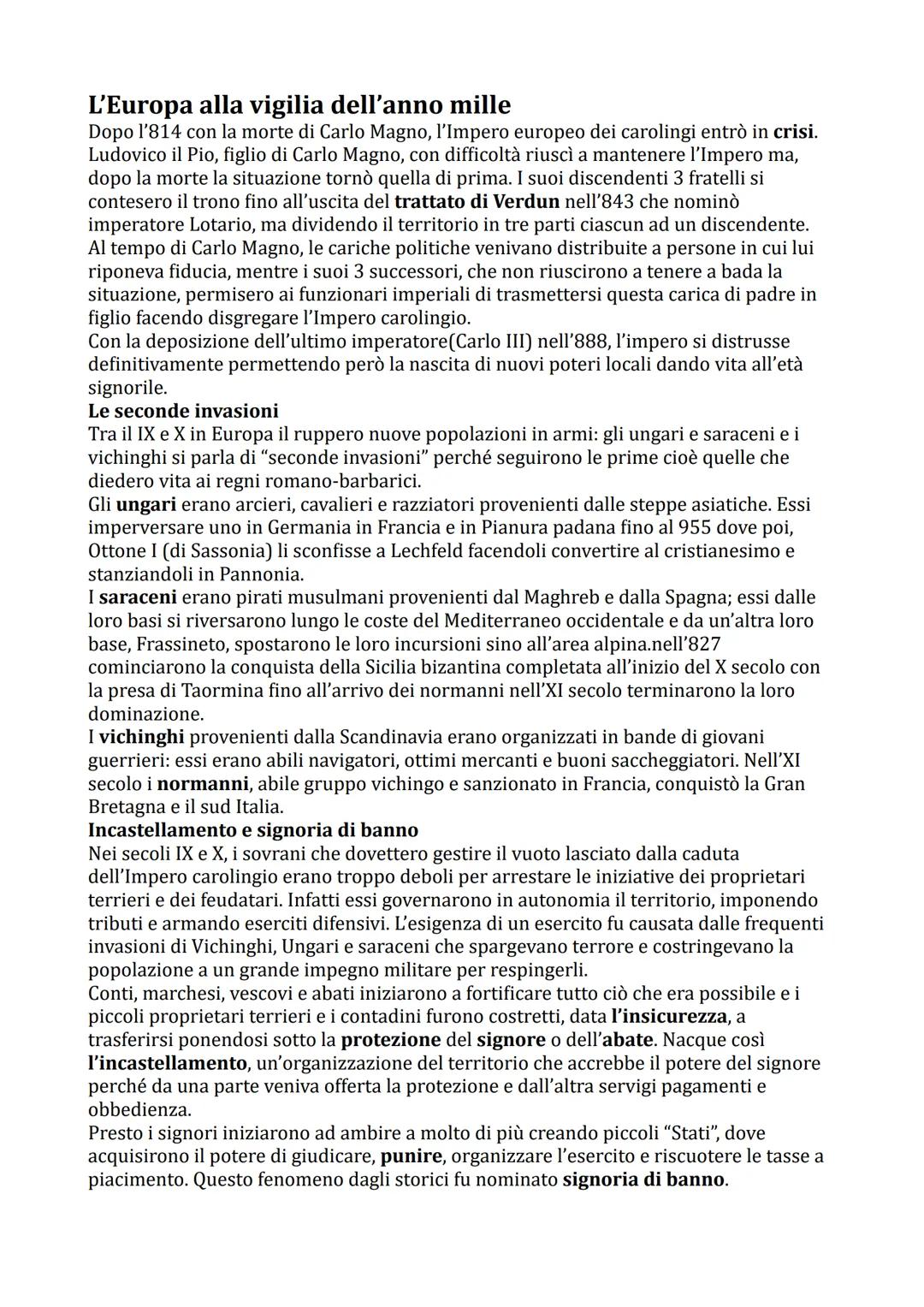 L’europa alla vigilia dell’anno mille