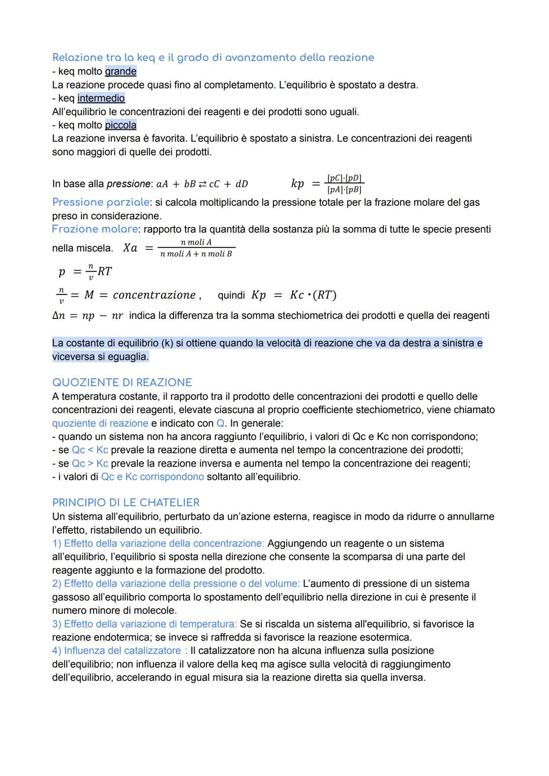 CHIMICA: L'EQUILIBRIO CHIMICO
Alcune reazioni chimiche sono incomplete perché la quantità di prodotti che si ottiene è inferiore a
quella te