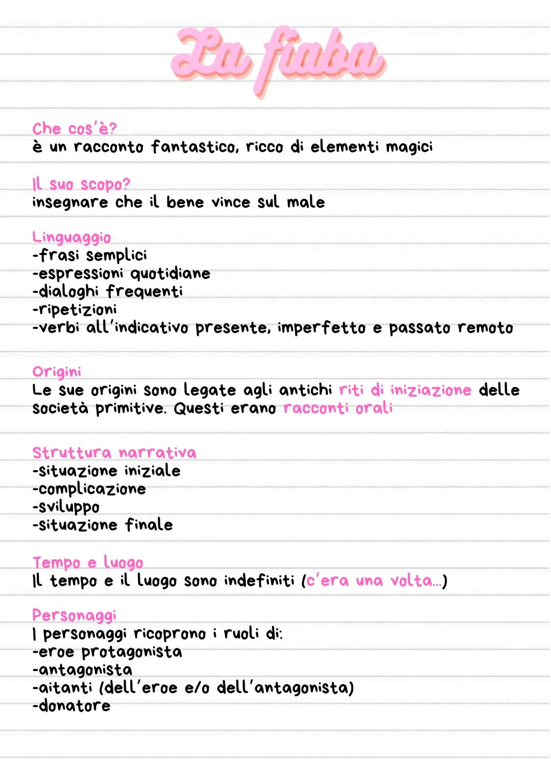 La fiaba
Che cos'รจ?
รจ un racconto fantastico, ricco di elementi magici
Il suo scopo?
insegnare che il bene vince sul male
Linguaggio
-frasi