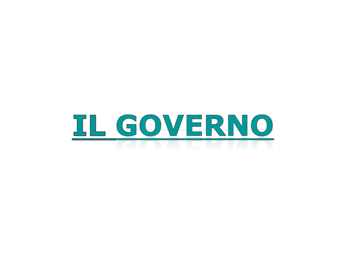 IL GOVERNO Organo complesso
E' un organo formato da più organi.
Compongono il Governo:
Il Presidente del Consiglio
singoli Ministri
Il Consi