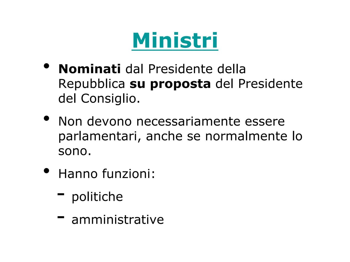 IL GOVERNO Organo complesso
E' un organo formato da più organi.
Compongono il Governo:
Il Presidente del Consiglio
singoli Ministri
Il Consi