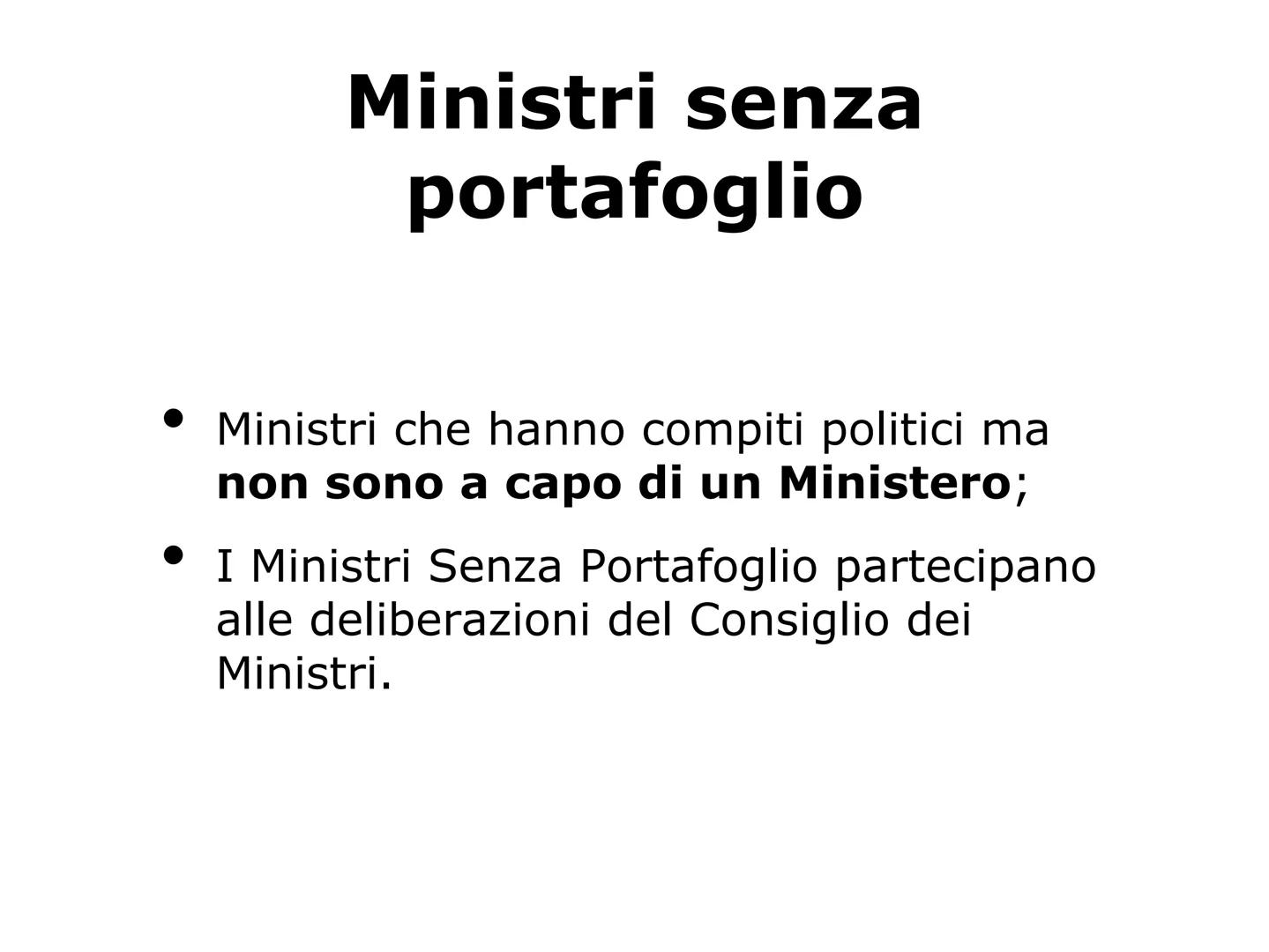 IL GOVERNO Organo complesso
E' un organo formato da più organi.
Compongono il Governo:
Il Presidente del Consiglio
singoli Ministri
Il Consi