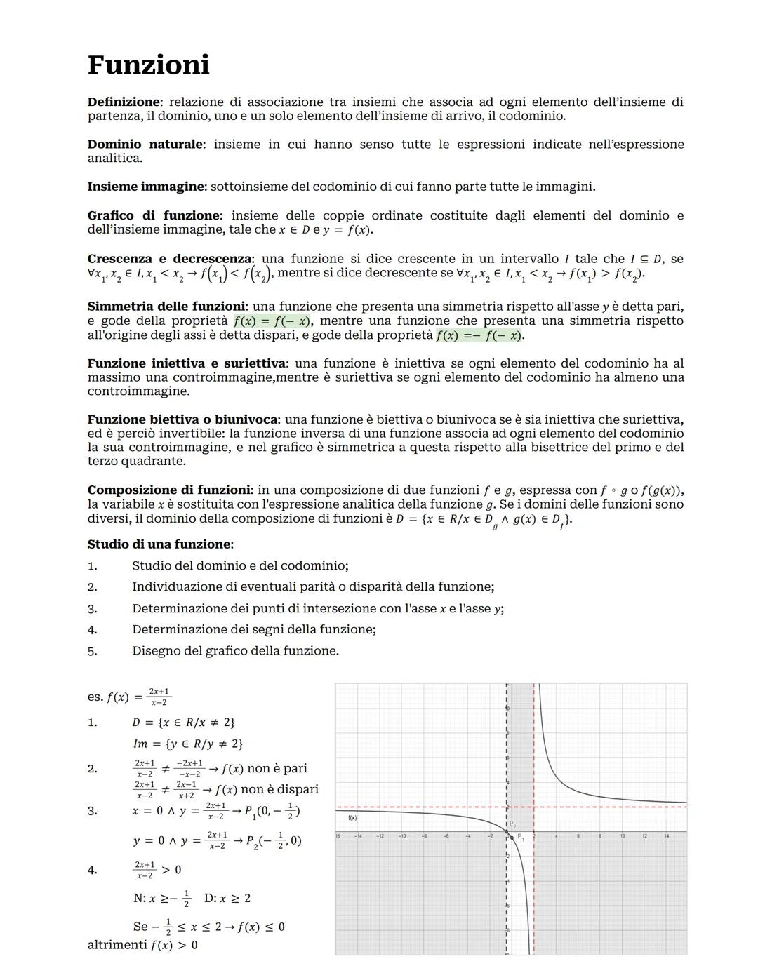 Funzioni
Definizione: relazione di associazione tra insiemi che associa ad ogni elemento dell'insieme di
partenza, il dominio, uno e un solo
