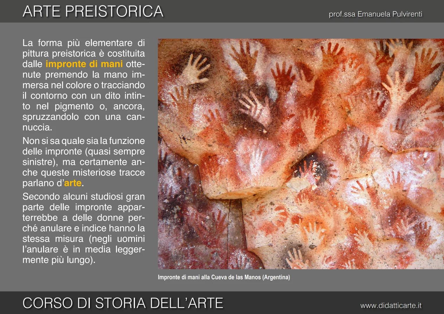 1. ARTE PREISTORICA
prof.ssa Emanuela Pulvirenti
CORSO DI STORIA DELL'ARTE
www.didatticarte.it ARTE PREISTORICA
Cos'è la PREISTORIA?
prof.ss