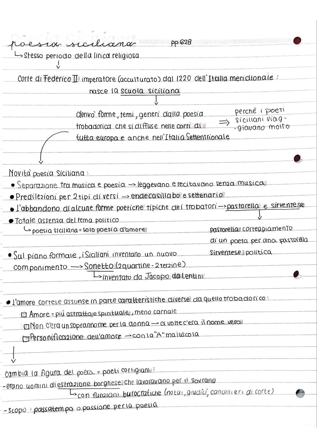 poesia siciliana pp.628
Stesso periodo della lirica religiosa
↓
Corte di Federico II imperatore (acculturato) clal 1220 clell'Italia meridio