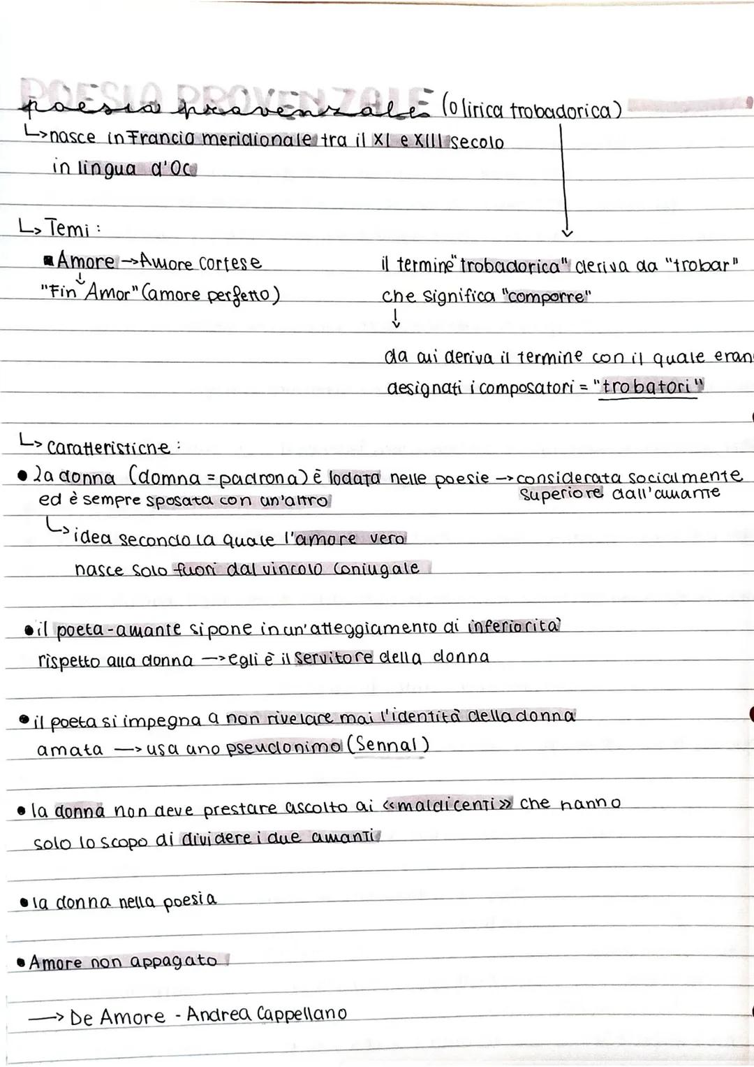 poesia pravensale (olirica trobadorica)
>nasce in Francia meridionale tra il XI e XIII secolo
in lingua d'Oc
L> Temi:
■Amore Amore Cortese