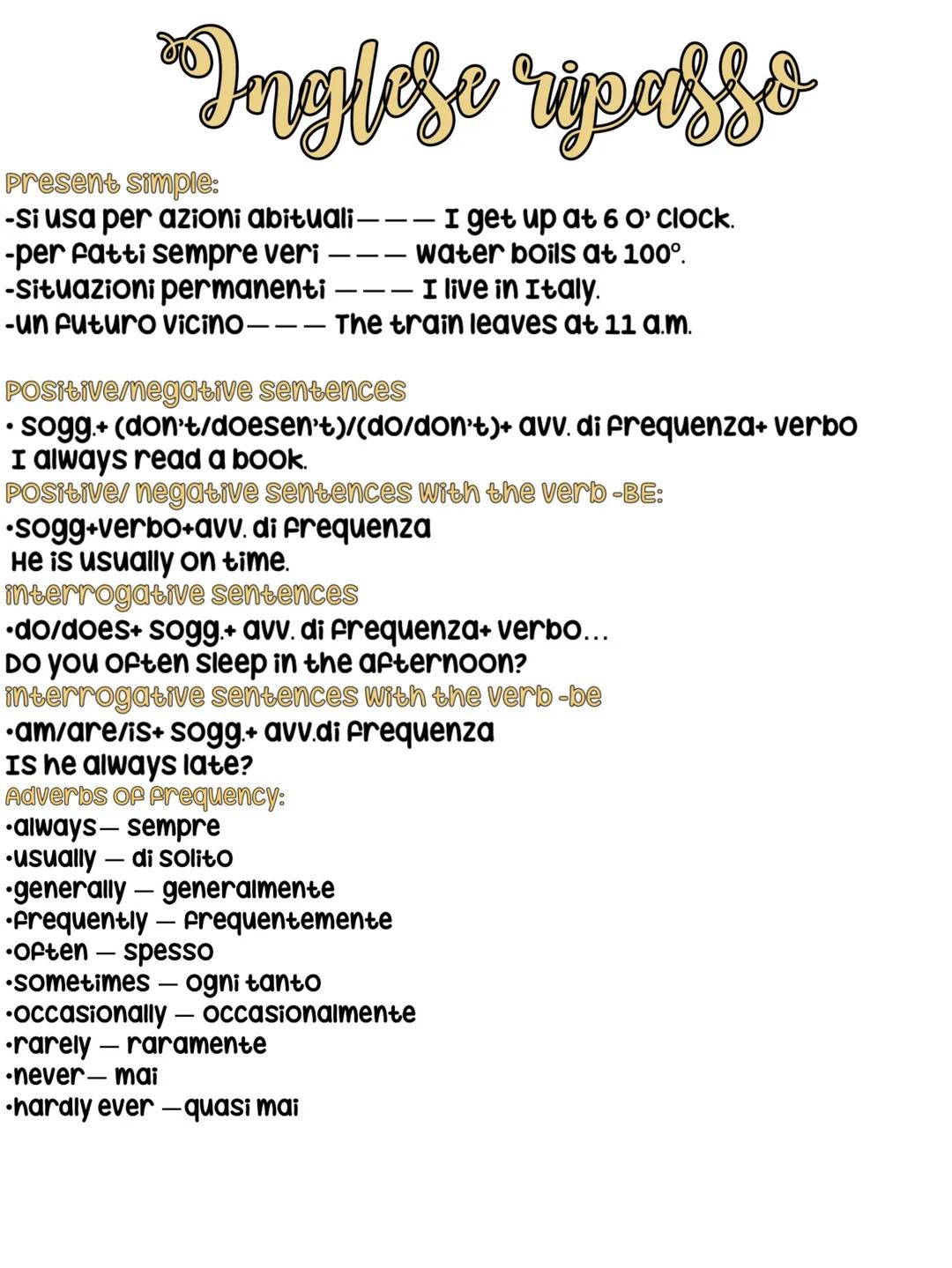 Inglese ripasso verbi