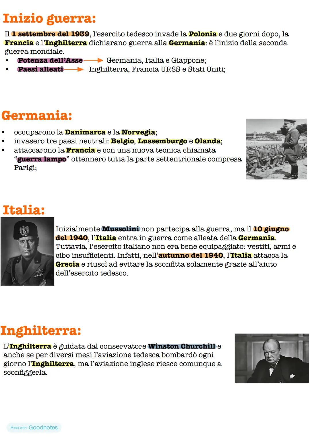 # Inizio guerra:
Il 1 settembre del 1939, l'esercito tedesco invade la Polonia e due giorni dopo, la
Francia e l'Inghilterra dichiarano gue