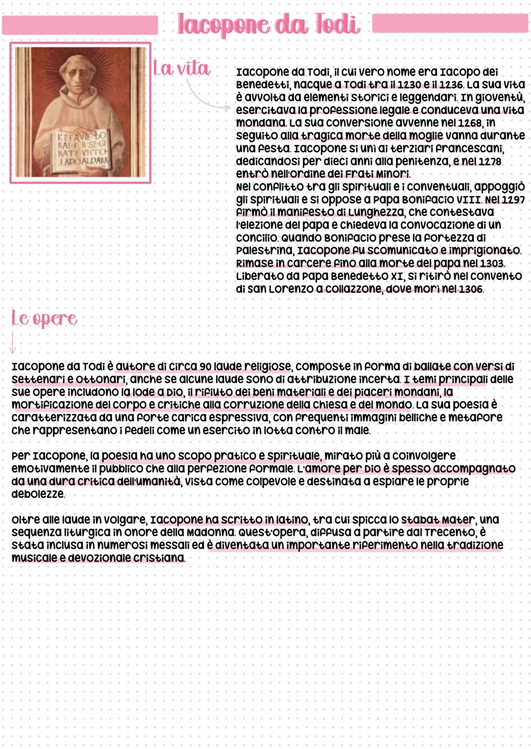 # Iacopone da lodi
La vita
KEFAVE DO
RAI-FR SE-GI
RATE VIITO
LADOALDARA
Iacopone da Todi, il cui vero nome era Iacopo dei
Benedetti, nacq