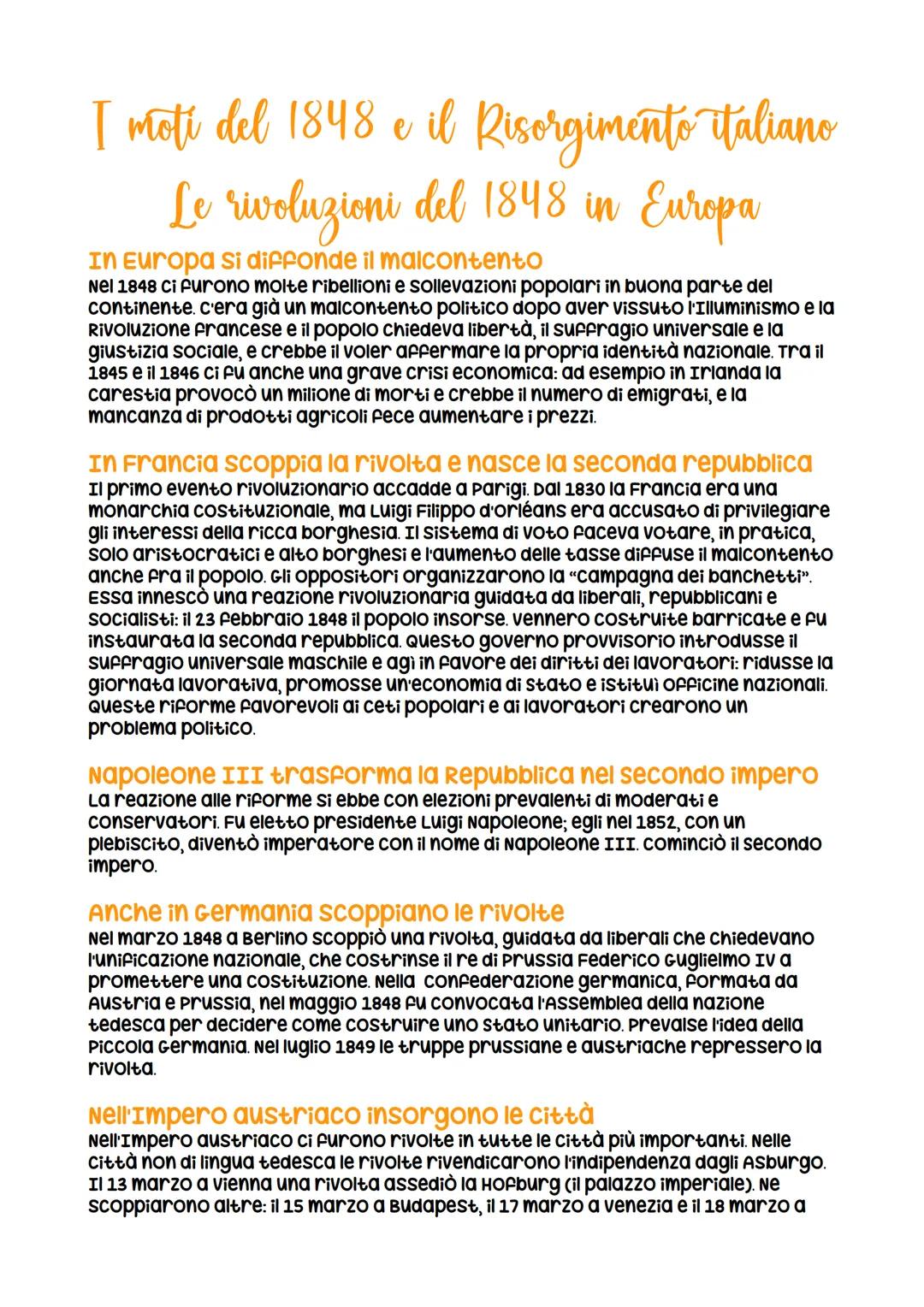 I motí del 1848 e il Risorgimento italiano
Le rivoluzioni del 1848 in Europa
In Europa si diffonde il malcontento
Nel 1848 Ci furono molte r