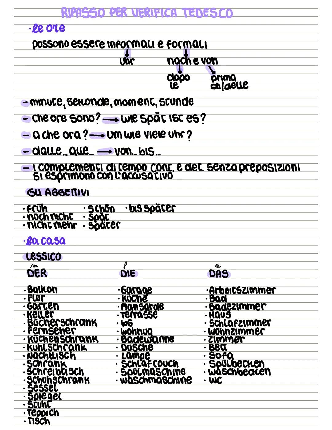 Ripasso di tedesco classe 1e2 superiore