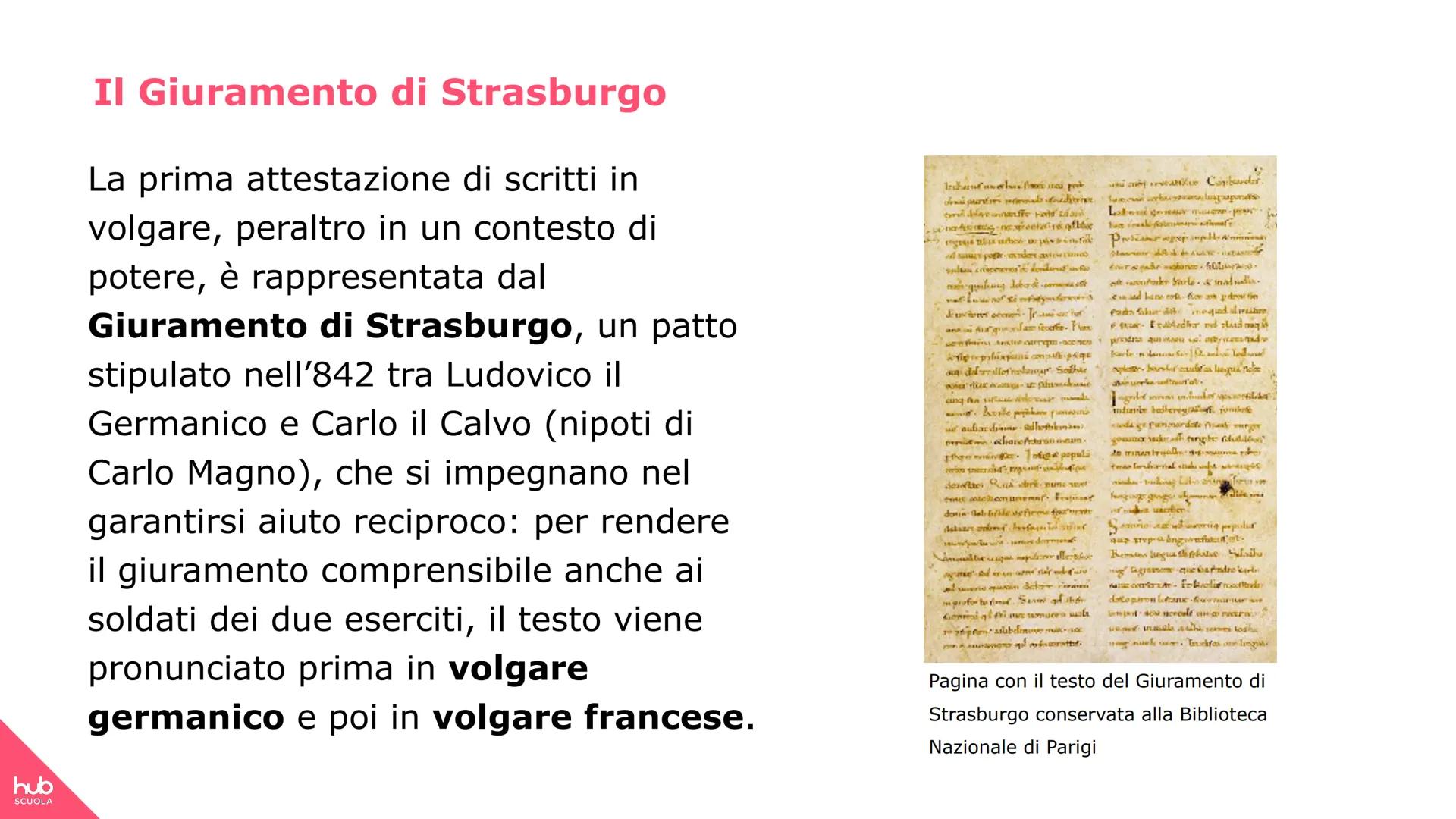 hub
SCUOLA
Dal latino alle
lingue romanze hub
SCUOLA
Contesto
storico
Il Medioevo
La letteratura in volgare si
sviluppa nel Medioevo, cioรจ n
