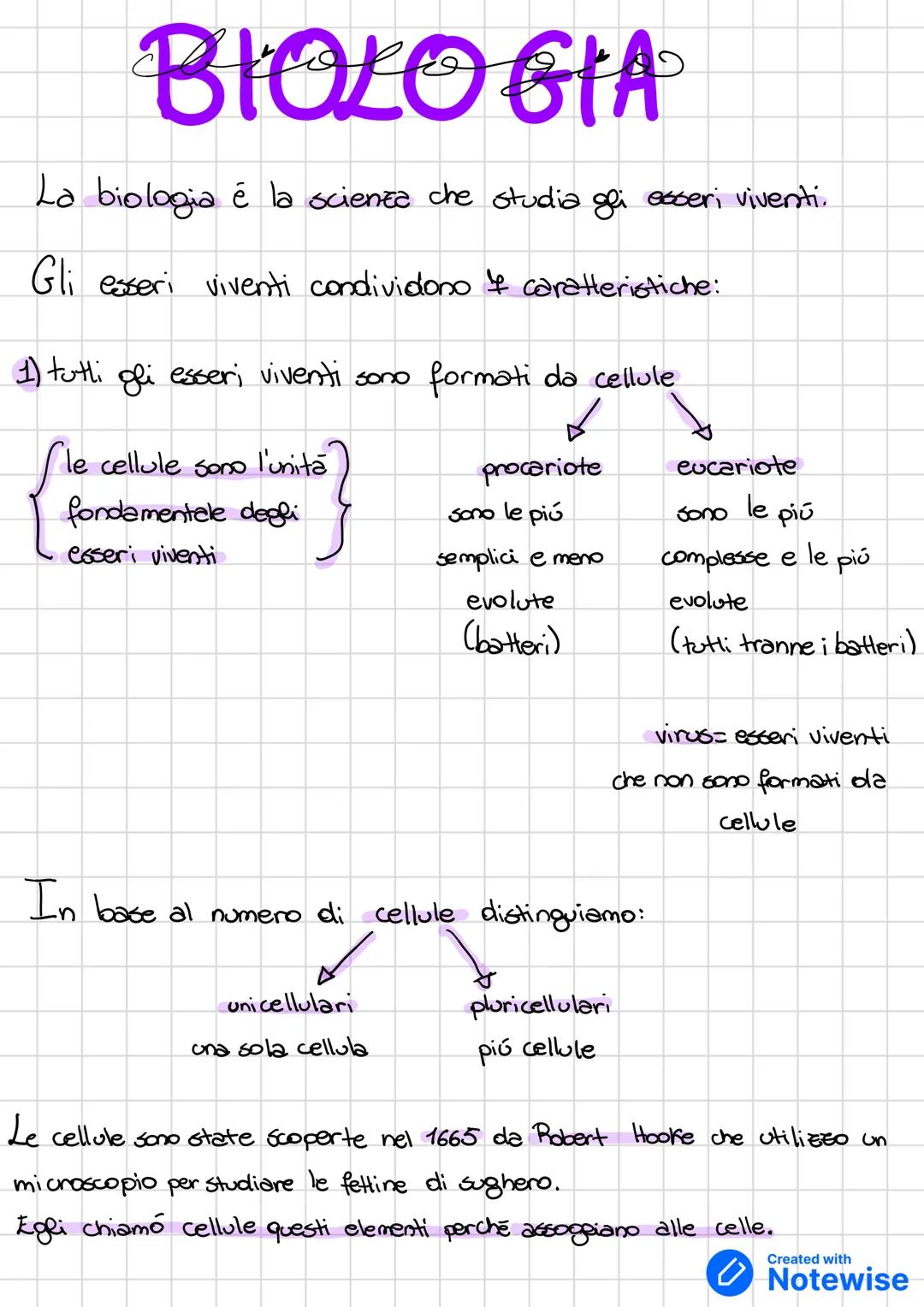 # BIOLOGIA
La biologia รฉ la scienza che studia gli esseri viventi.
Gli esseri viventi condividono & caratteristiche:
1) tutti gli esseri