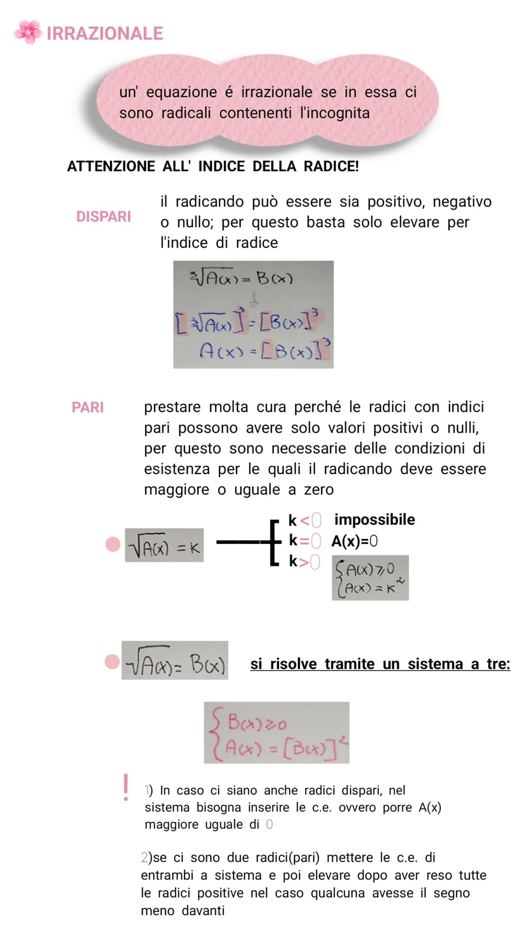# Equazioni
Un'equazione é una relazione di uguaglianza
tra due espressioni contenenti una o più
variabili, dette incognite
Esse si divido