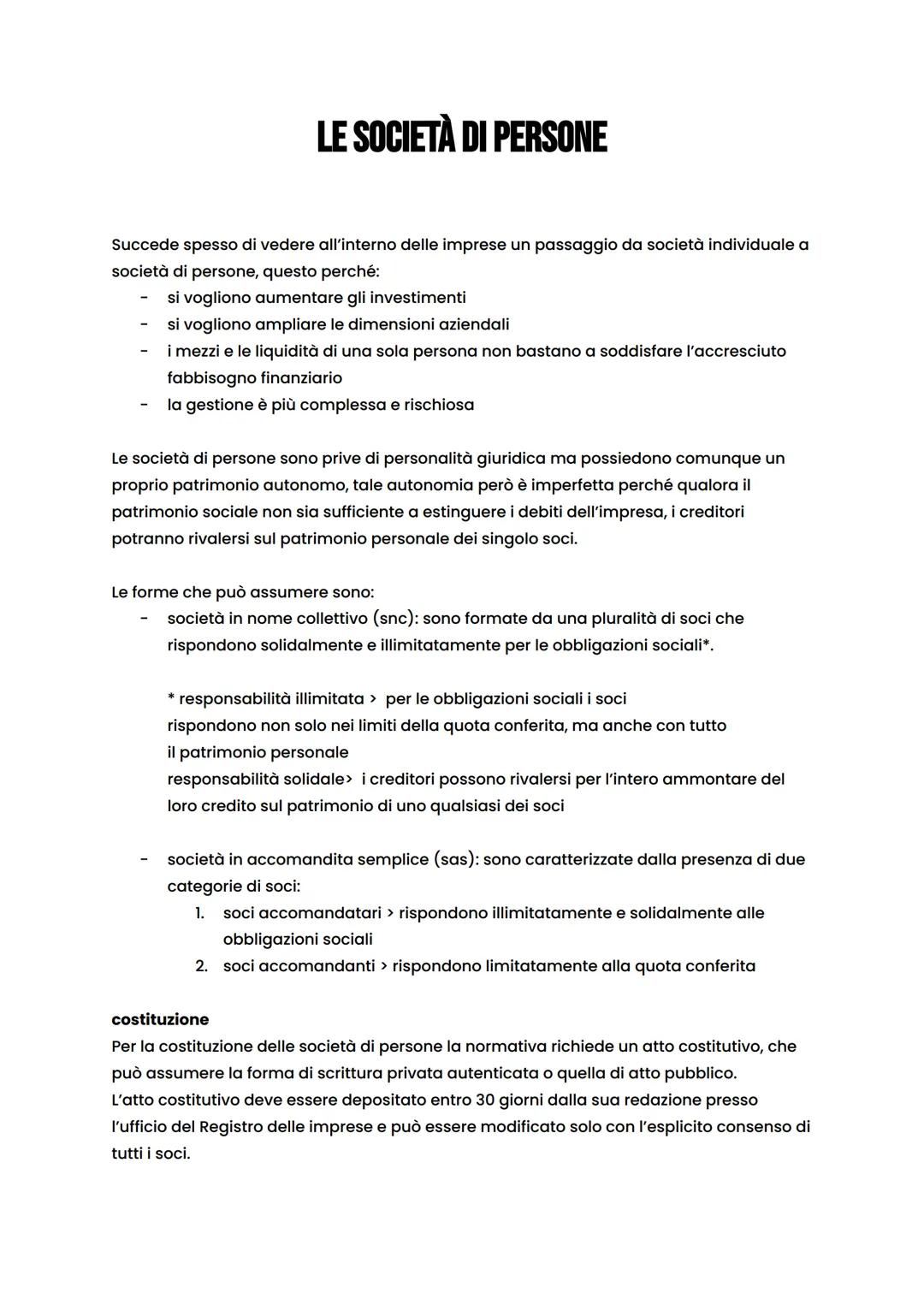 # LE SOCIETÀ DI PERSONE
Succede spesso di vedere all'interno delle imprese un passaggio da società individuale a
società di persone, questo